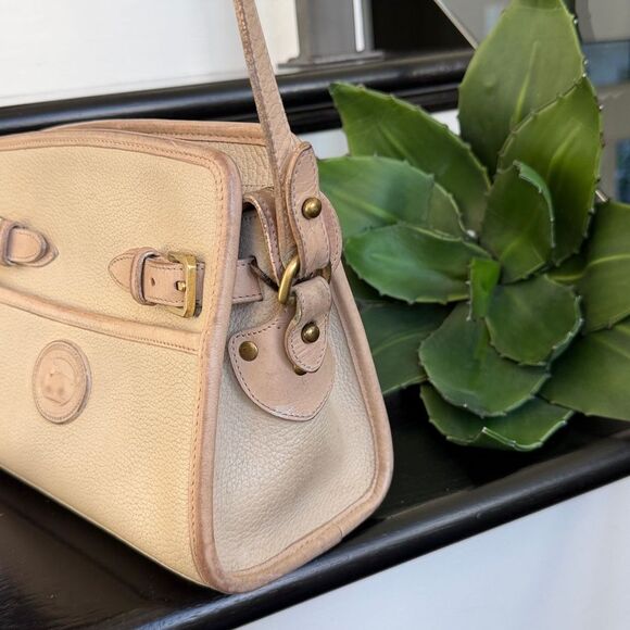 Dooney & Bourke Vintage buckle ziptop satchel oatmeal Leather Crossbody Shoulder - Picture 5 of 14